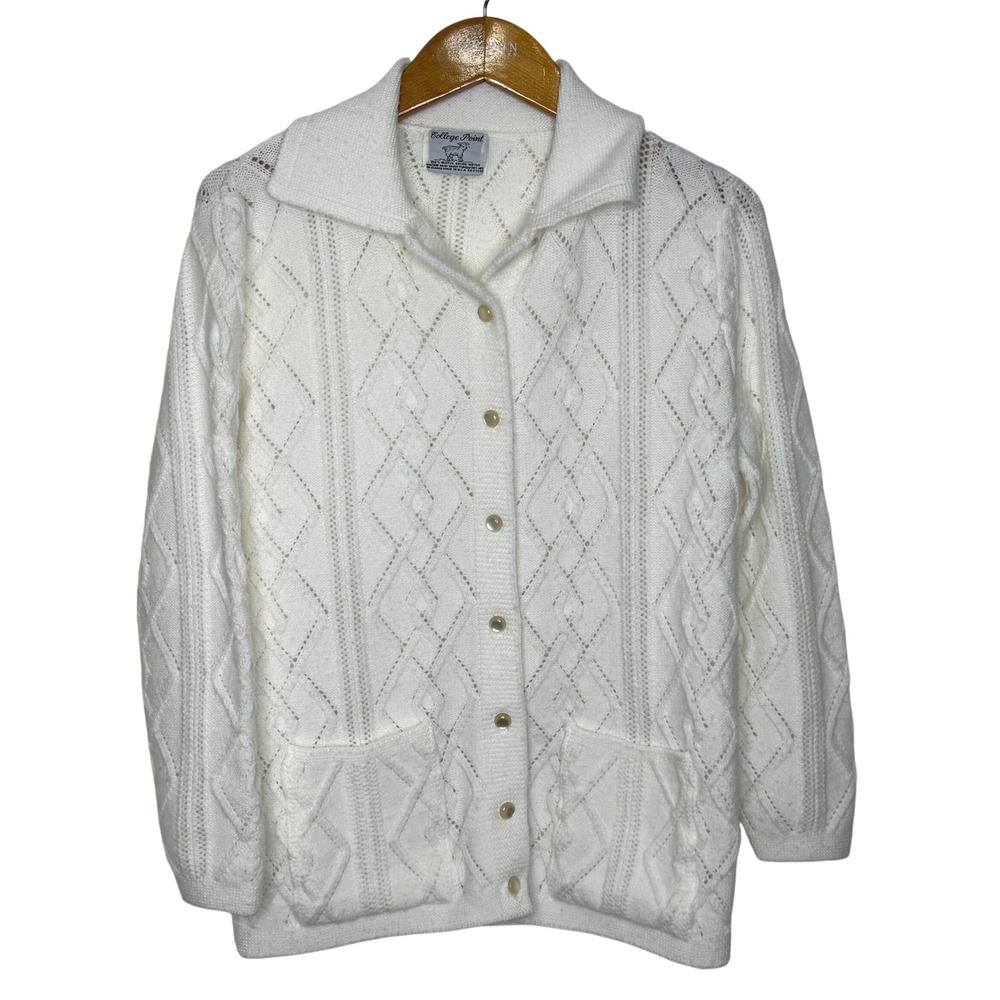 Vintage College Point Wintuck Orlon Acrylic Cardigan Medium